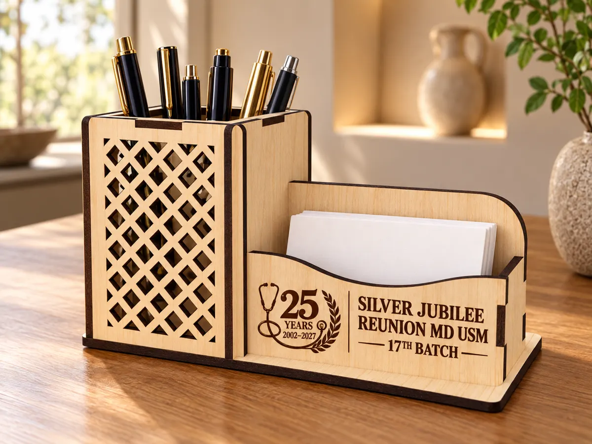 Laser-cut pen and card holder